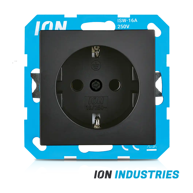 10.300.216 ION INDUSTRIES | WANDCONTACTDOOS | RA | MET AANRAAKBEVEILIGING | V1/J1 | MATZWART - Afbeelding 1