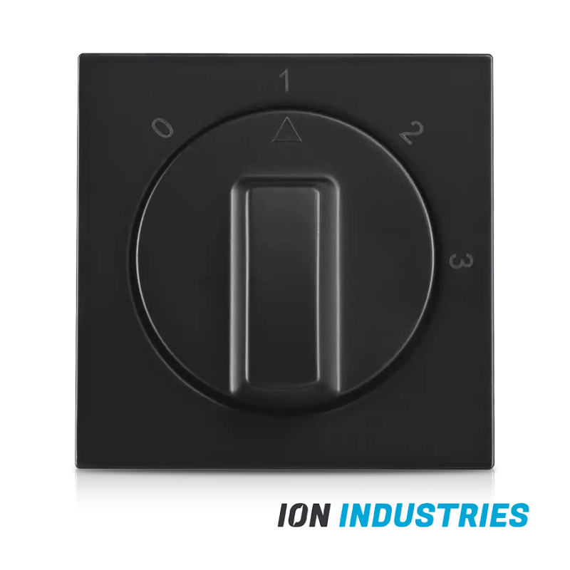 11.300.116 ION INDUSTRIES | CENTRAALPLAAT MET DRAAIKNOP | 3-STANDENSCHAKELAAR MET NULSTAND | V1/J1 | MATZWART - Afbeelding 1