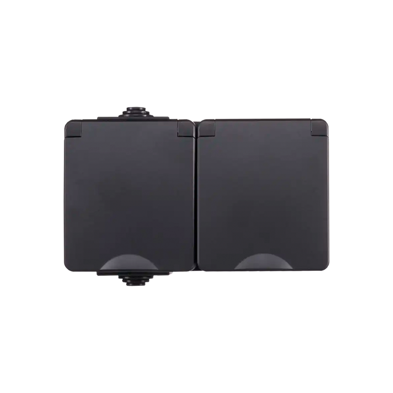 55.200.080-Web ION INDUSTRIES | OPBOUW WANDCONTACTDOOS 2X | HORIZONTAAL | IP55 | ZWART - Afbeelding 1