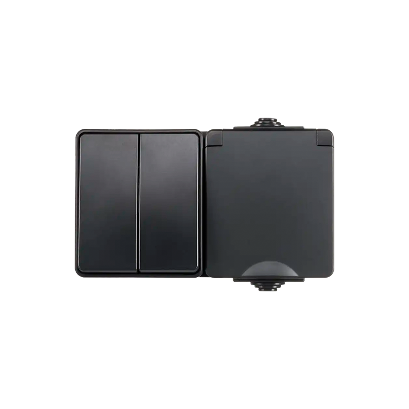 55.200.110-Web ION INDUSTRIES | OPBOUW WANDCONTACTDOOS + SERIESCHAKELAAR | HORIZONTAAL | IP55 | ZWART - Afbeelding 1